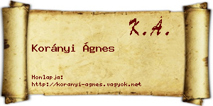 Korányi Ágnes névjegykártya